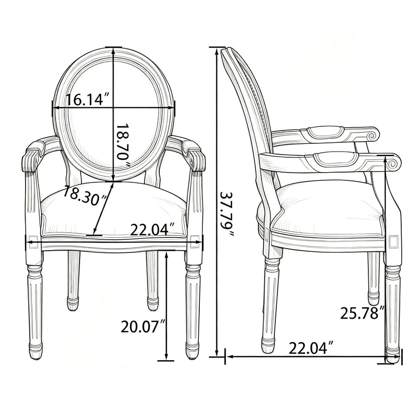 French Vintage Upholstered Fabric Dining Armchair (Set of 2) - Beige by HouseOfZazla