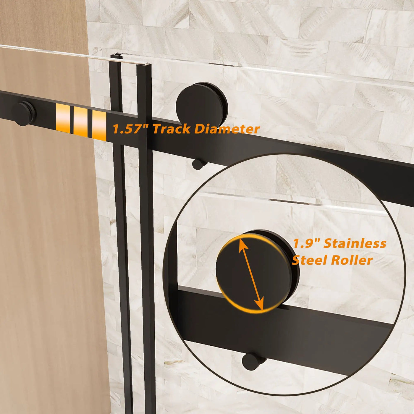 Frameless Single Sliding Shower Door, Square Tube Track by HouseOfZazla