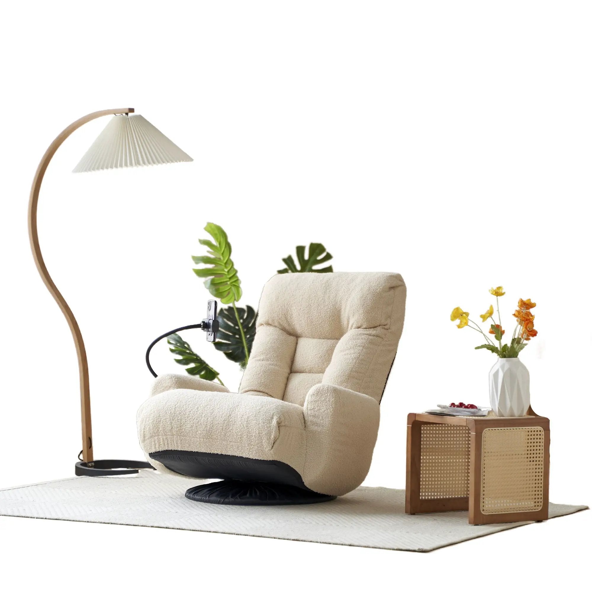 Adjustable Swivel Lounge Chair With 360 Degree Rotating Seat And Headrest Support by Unique Piece Furniture