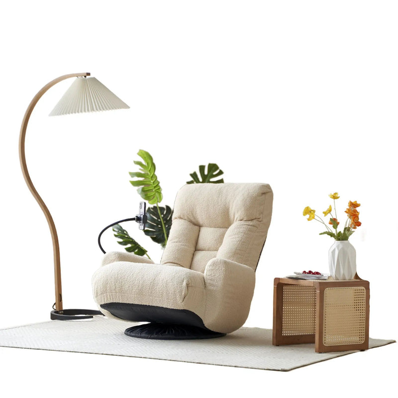 Adjustable Swivel Lounge Chair With 360 Degree Rotating Seat And Headrest Support by Unique Piece Furniture