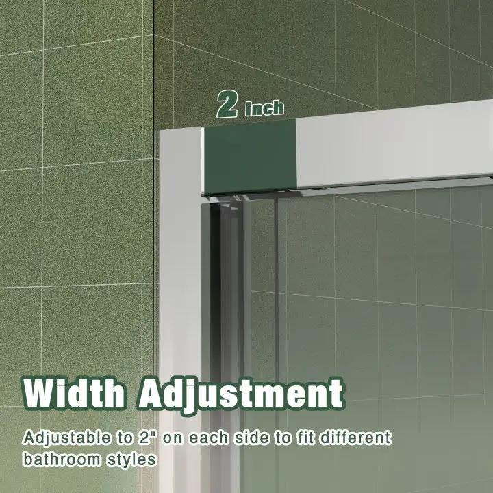 Aluminum Frame Double Sliding Shower Door (56-60"x70") by HouseOfZazla