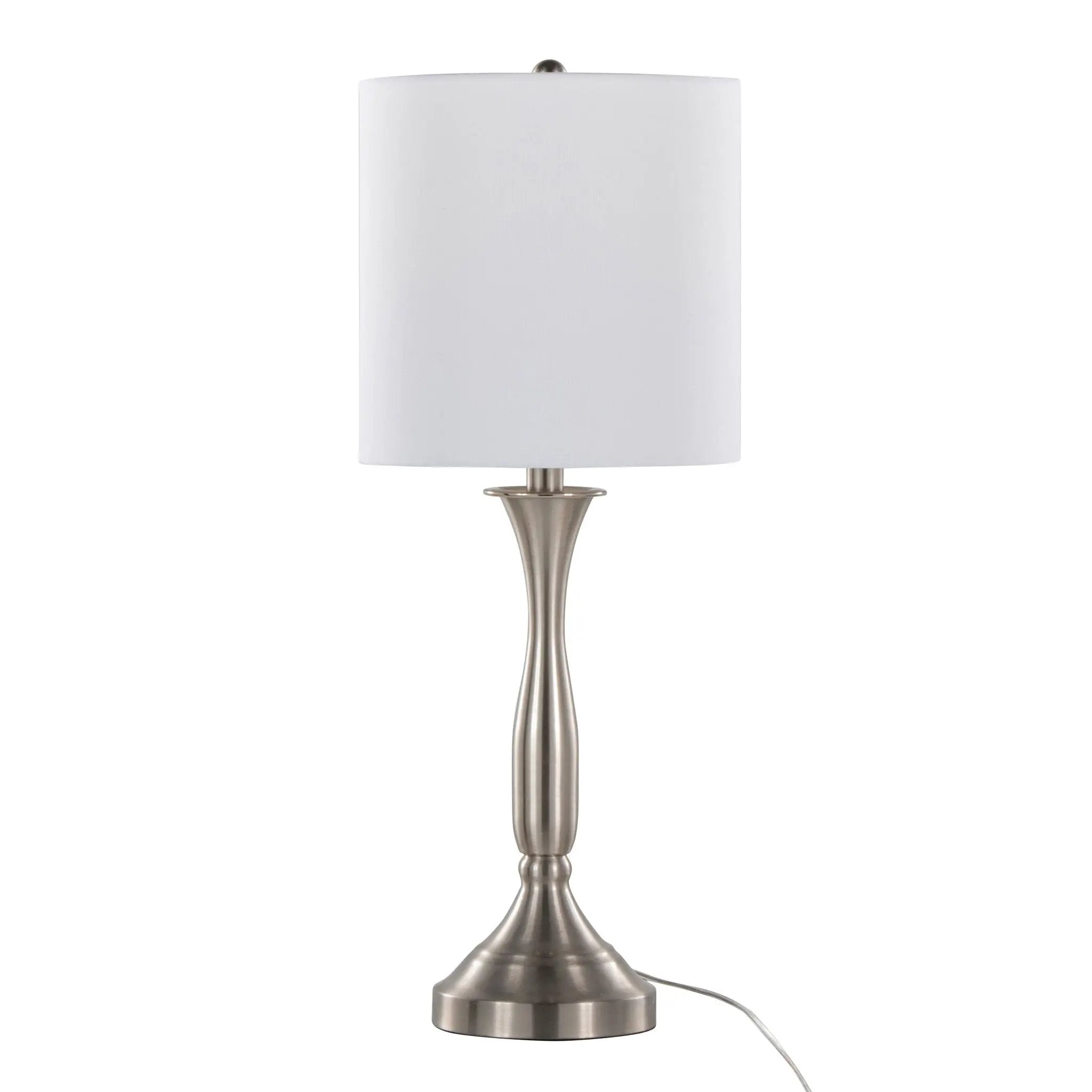 Sawyer - Contemporary Table Lamp (Set of 2) Built In USB Port - Nickel / White by HouseOfZazla