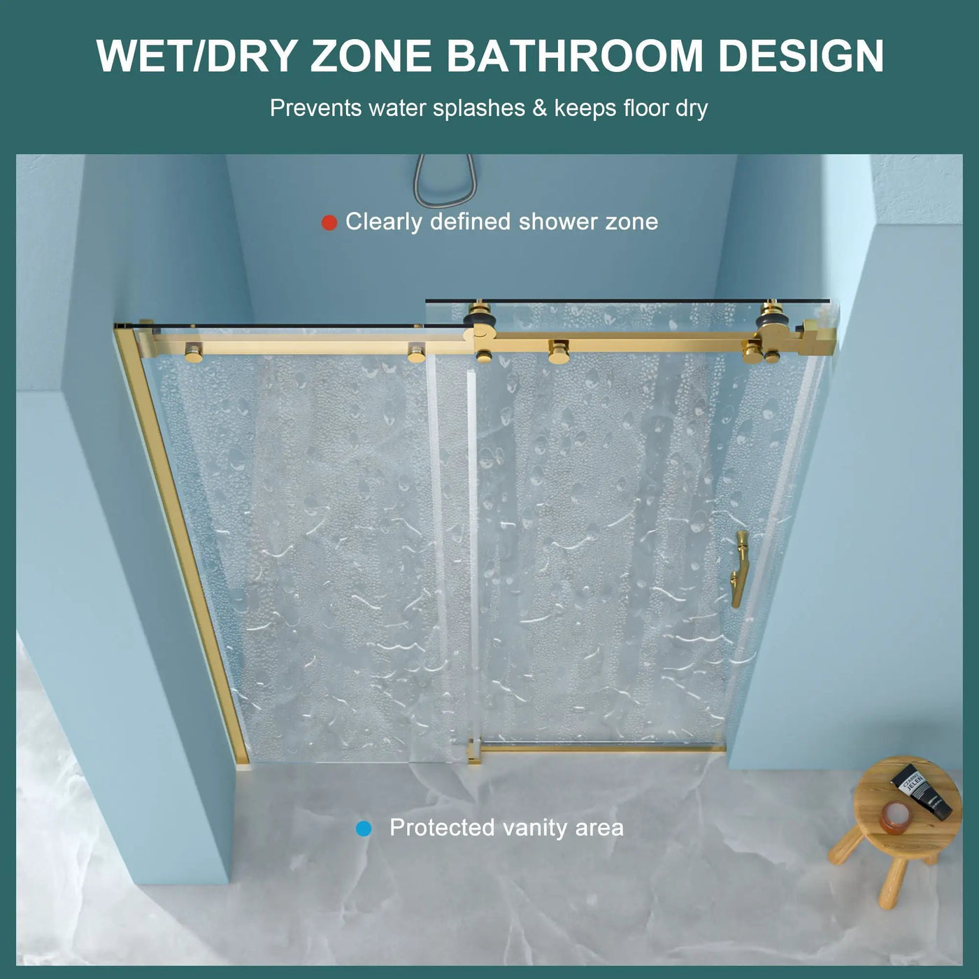 Modern Single Slide Shower Door, Tempered Glass, Stainless Steel Frame by HouseOfZazla