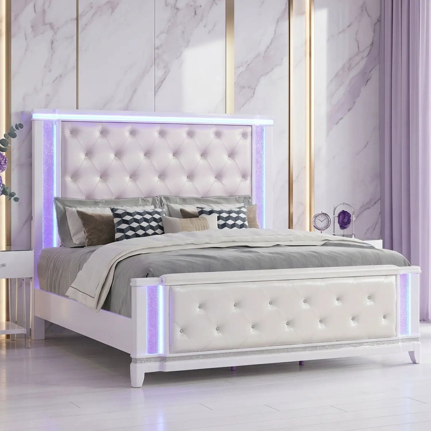 Opium - King Size Tufted Bed - White by HouseOfZazla