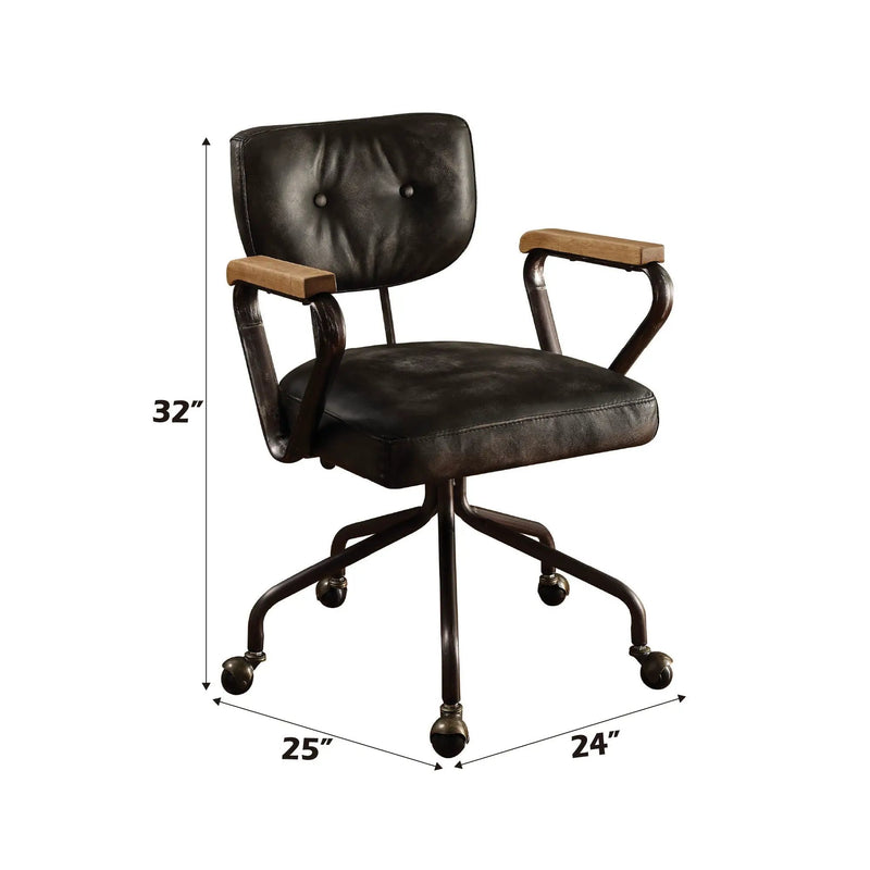 Hallie - Top Grain Leather Office Chair - Vintage Black by Unique Piece Furniture