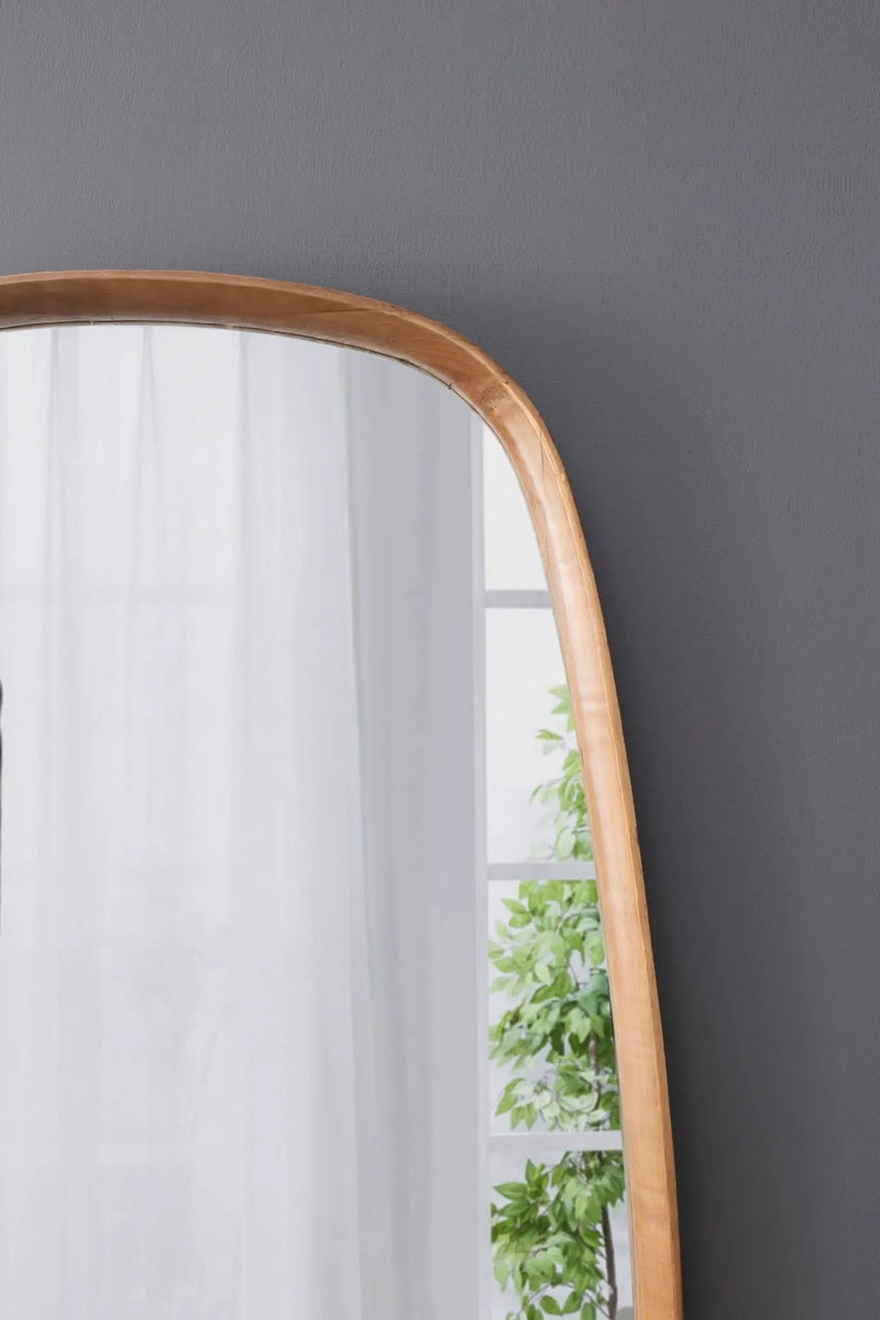 Irrgeular Mirror With Wood Frame, Wall Mirror For Living Room Bathroom Entryway - Brown by HouseOfZazla