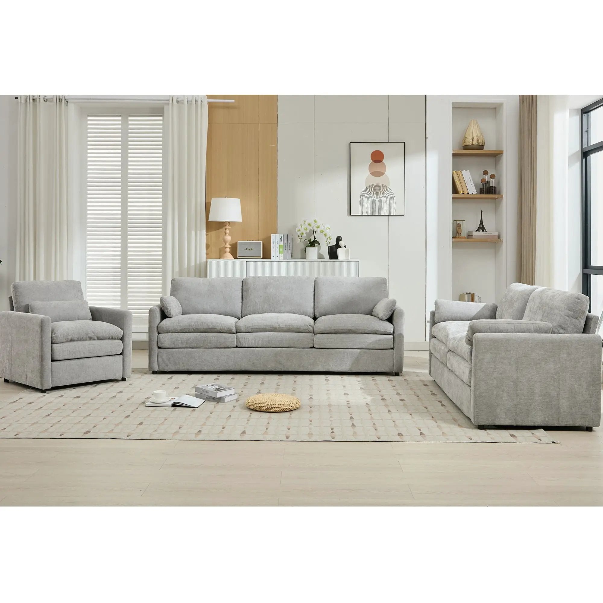 Cozy Upholstered Sofa Set For Living Room
