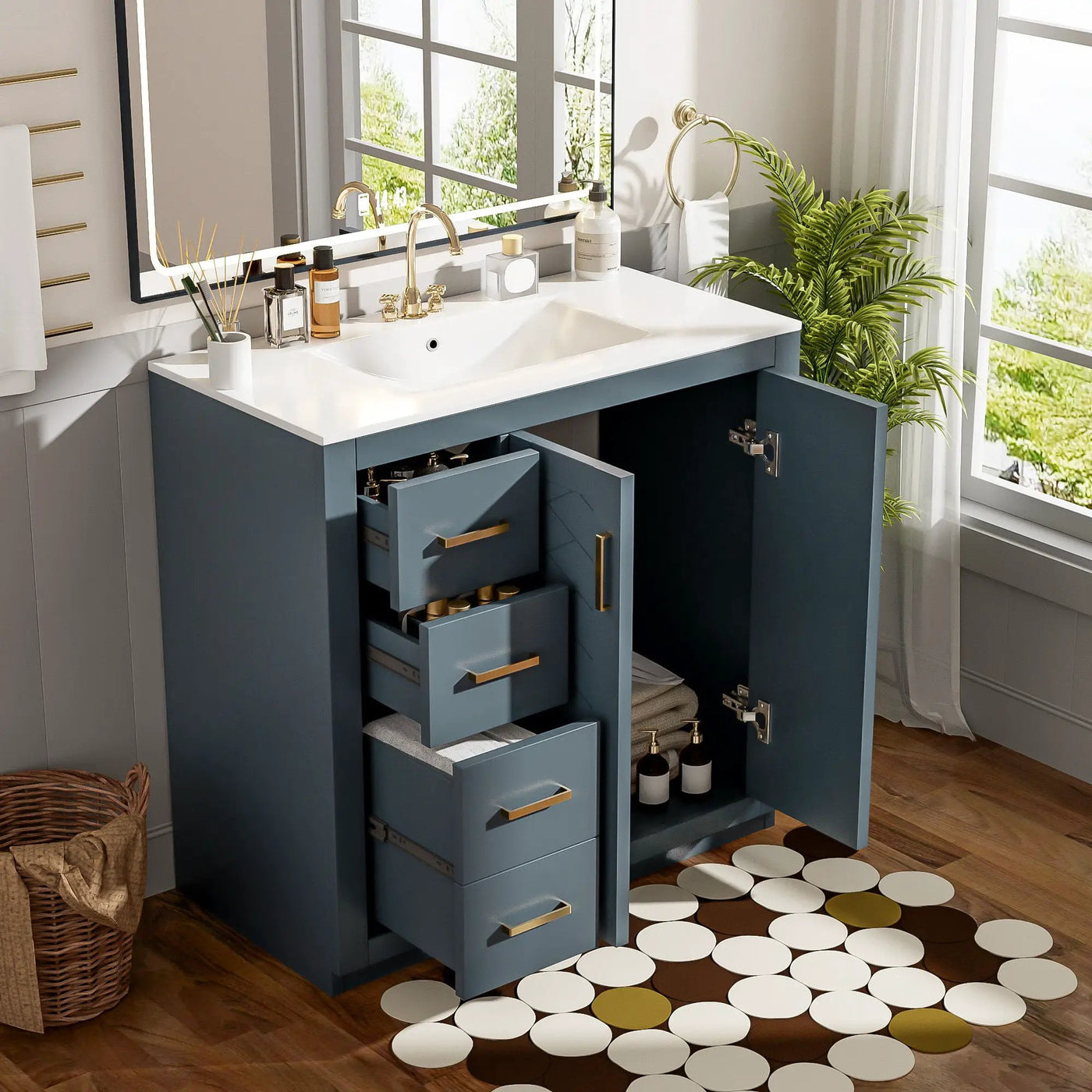 Bathroom Vanity With Sink Combo, Storage Cabinet, Freestanding Set With 3 Drawers & Soft Closing Doors by HouseOfZazla
