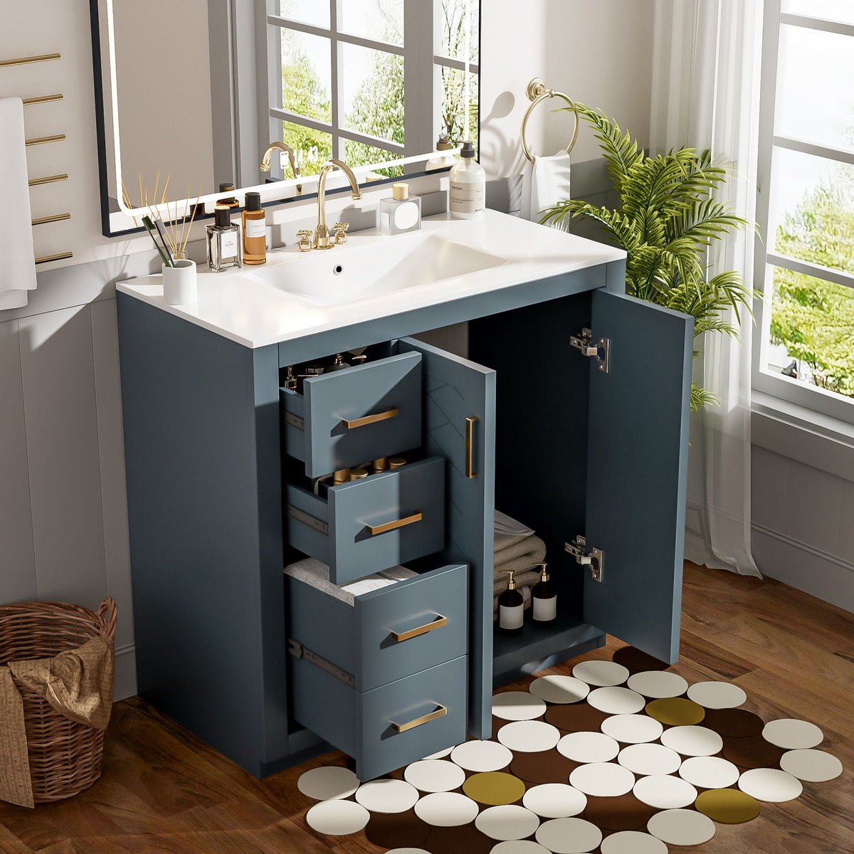 Bathroom Vanity With Sink Combo, Storage Cabinet, Freestanding Set, photo 26 of 31