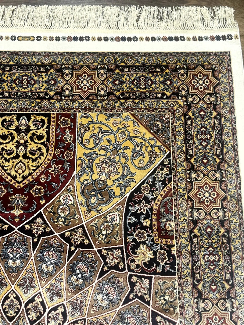 Turkish Silk Rug 4x6, Dome Design, Memluk Carpet, Bamboo Silk, New by Jewel Rugs