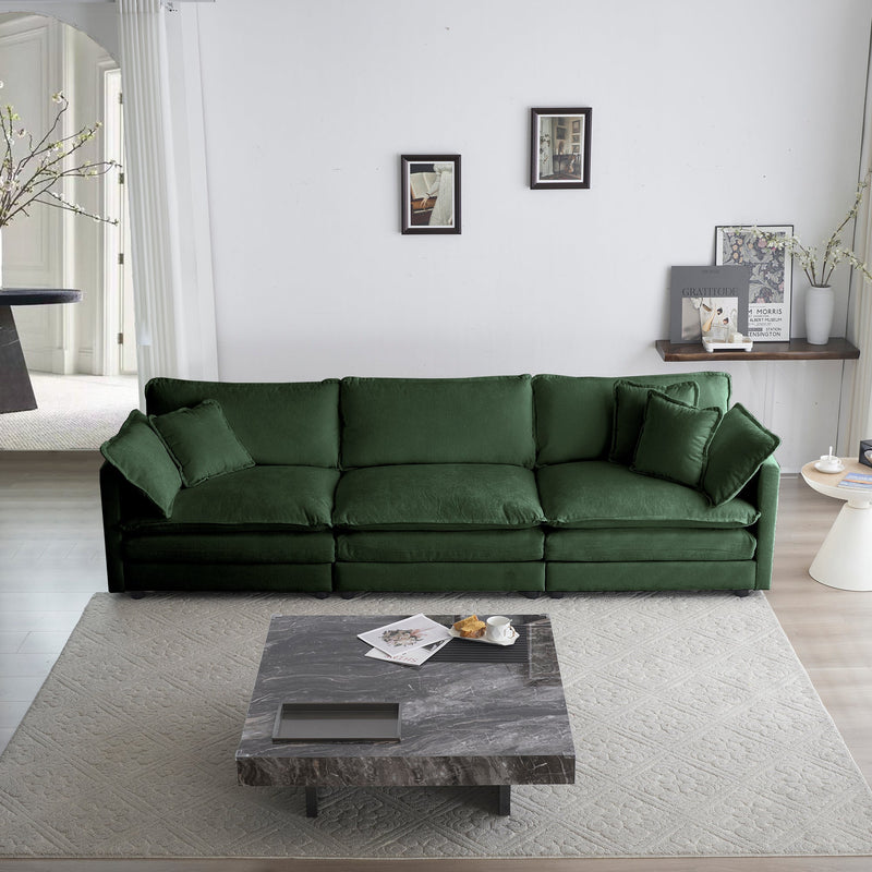 2-Piece Upholstered Sectional Sofa Set in Green Chenille by HouseOfZazla