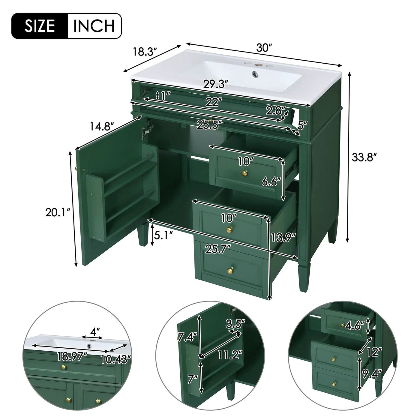 Bathroom Vanity With Top Sink, 2 Drawers & Tip Out Drawer by HouseOfZazla