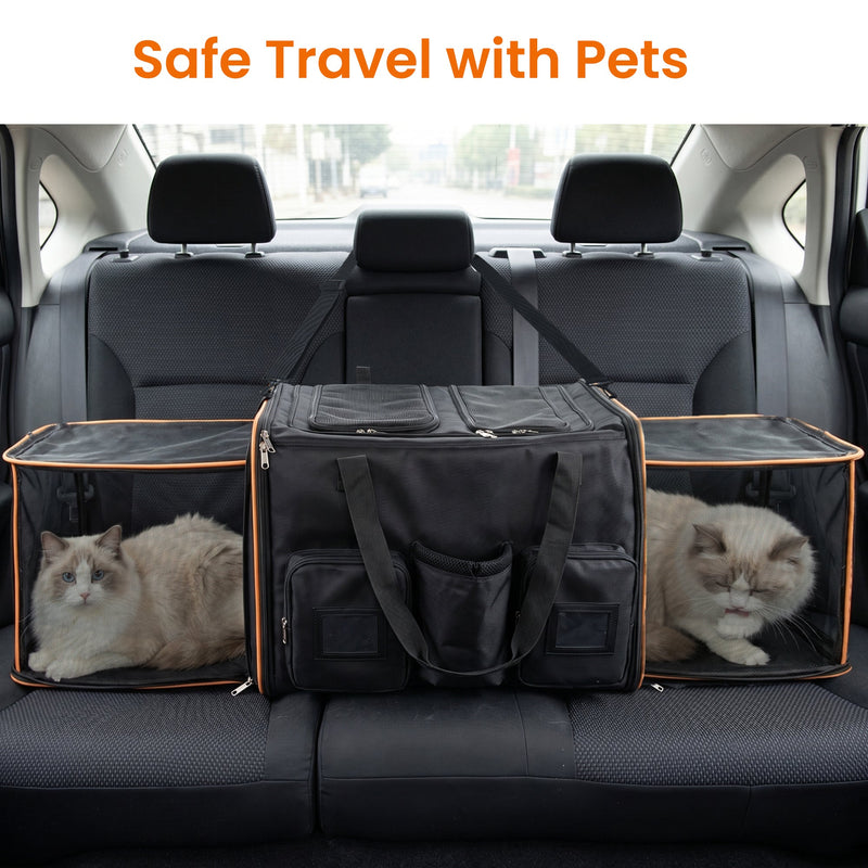 2 in 1 Large Cat Carrier for 2 Cats with Rolling Wheels and Expandable Design by HouseOfZazla
