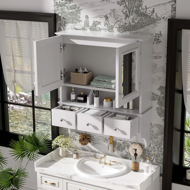 Modern Bathroom Mirror Cabinet With Drawers, Organizer Hooks, And High-Definition Mirrors by Unique Piece Furniture
