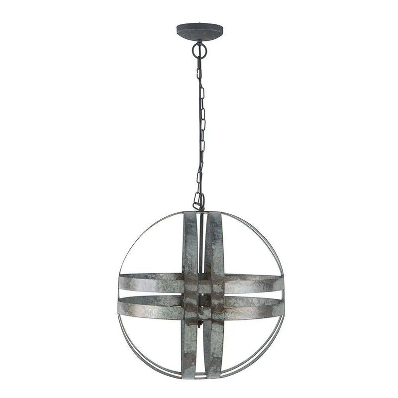 4 Light Galvanized Chandelier, Hanging Light Fixture With Adjustable Chain For Kitchen, Bulb Not Included - Gray by HouseOfZazla
