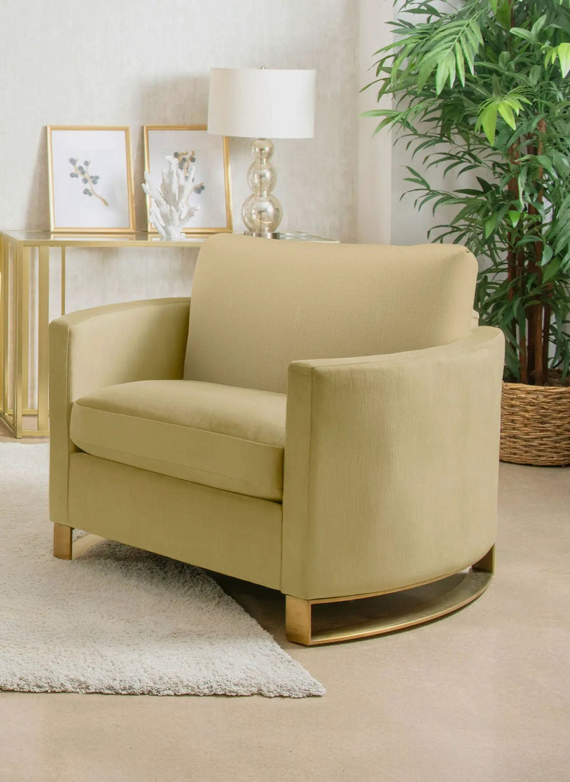 Corliss Upholstered Curved Track Arm Chair Camel by Unique Piece Furniture