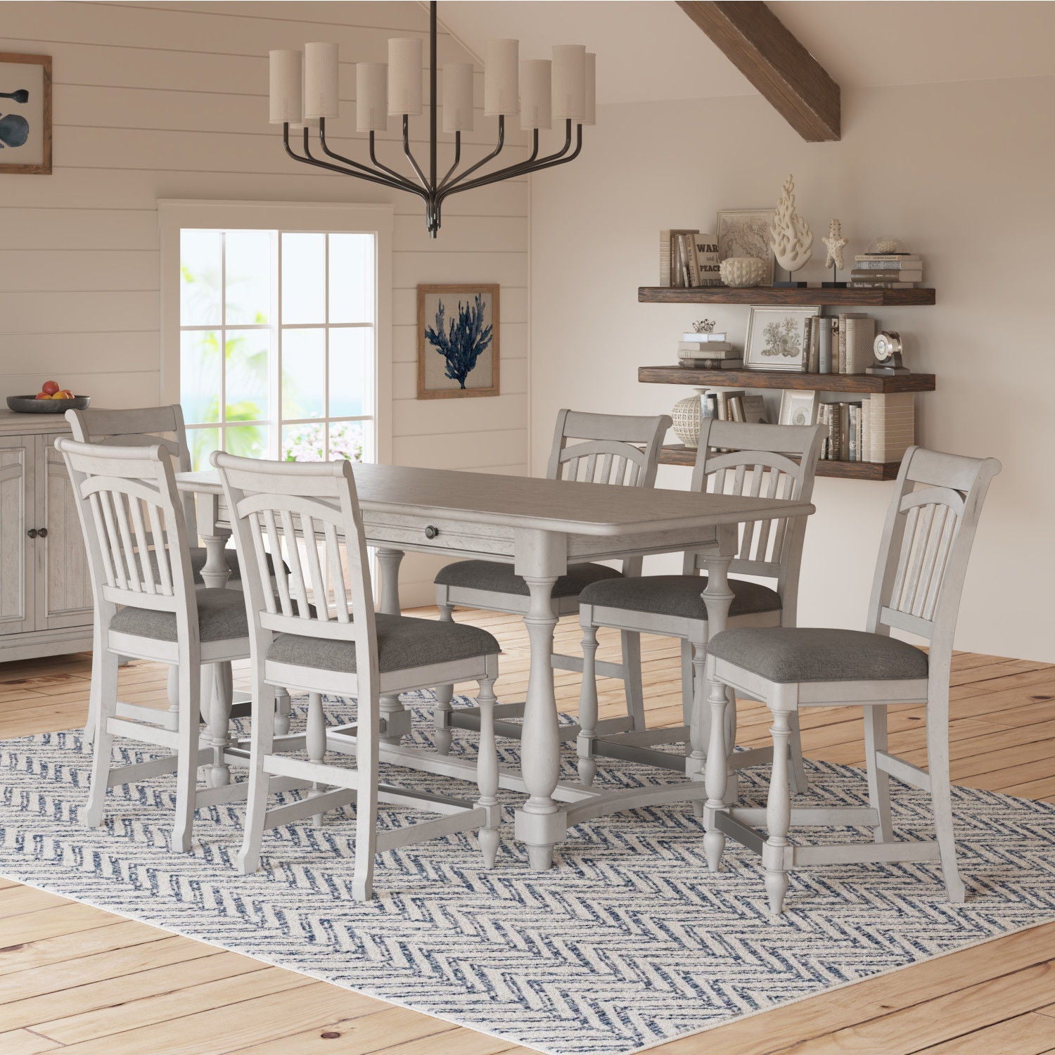 Slat Back Barstools (Set of 2) - Gray by Unique Piece Furniture