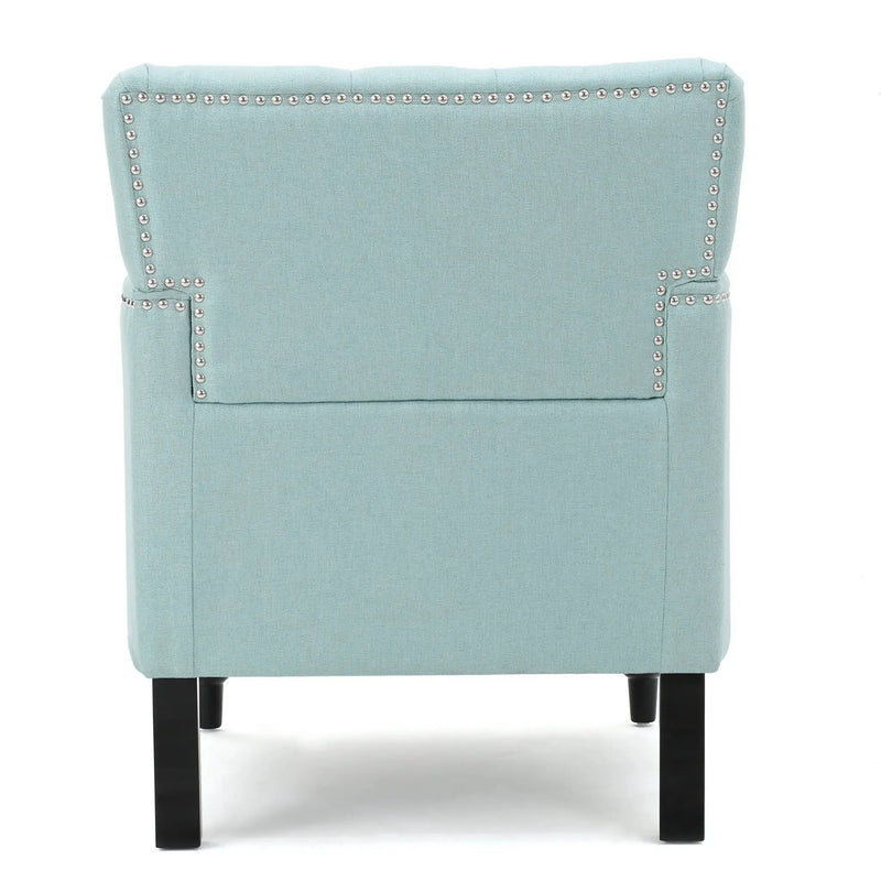 Harrison Tufted Club Chair with Button Tufted Back and Birch Wood Legs by HouseOfZazla