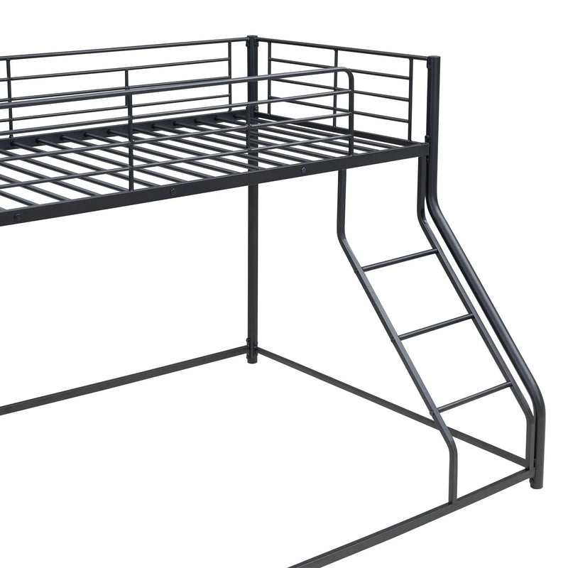 Metal Floor Bunk Bed With Sloped Ladder, Space Saving Design by HouseOfZazla