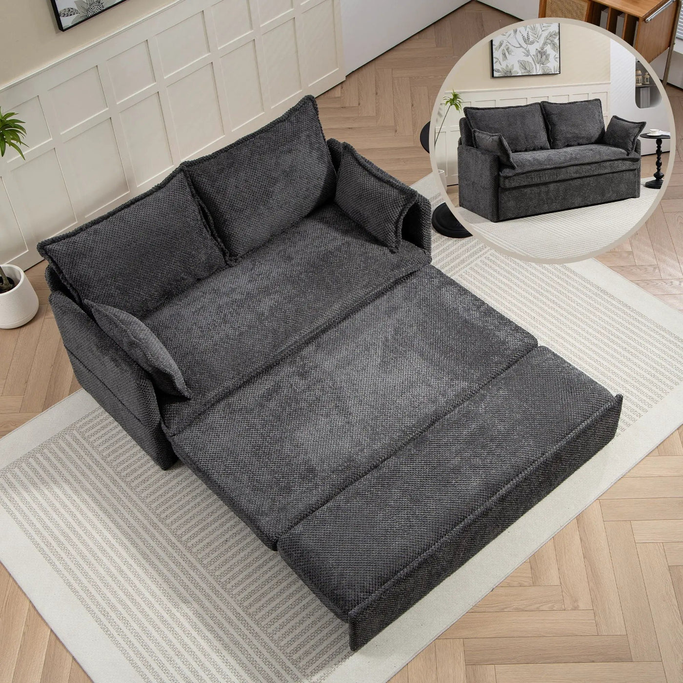 Pull Out Sofa Bed, Convertible Sleeper Sofa Couch, Side Storage, And USB / C - Type Charging Ports Chair by HouseOfZazla