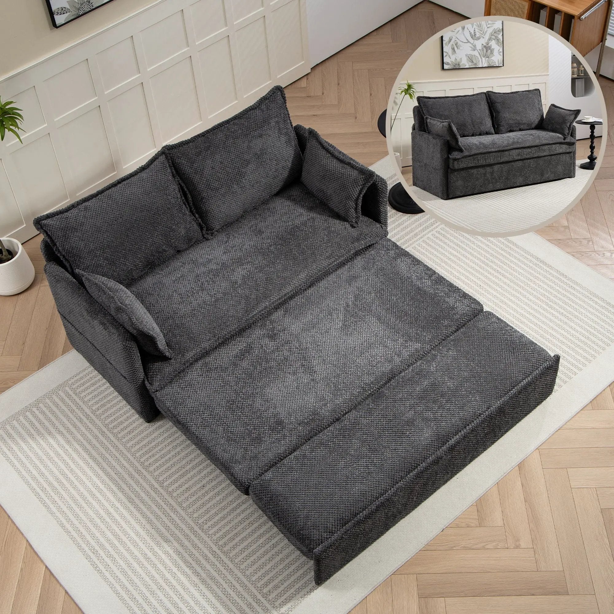 Pull Out Sofa Bed, Convertible Sleeper Sofa Couch, Side Storage, And USB / C - Type Charging Ports Chair by Unique Piece Furniture