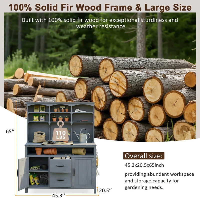 TOPMAX Large Fir Wood Potting Bench by HouseOfZazla