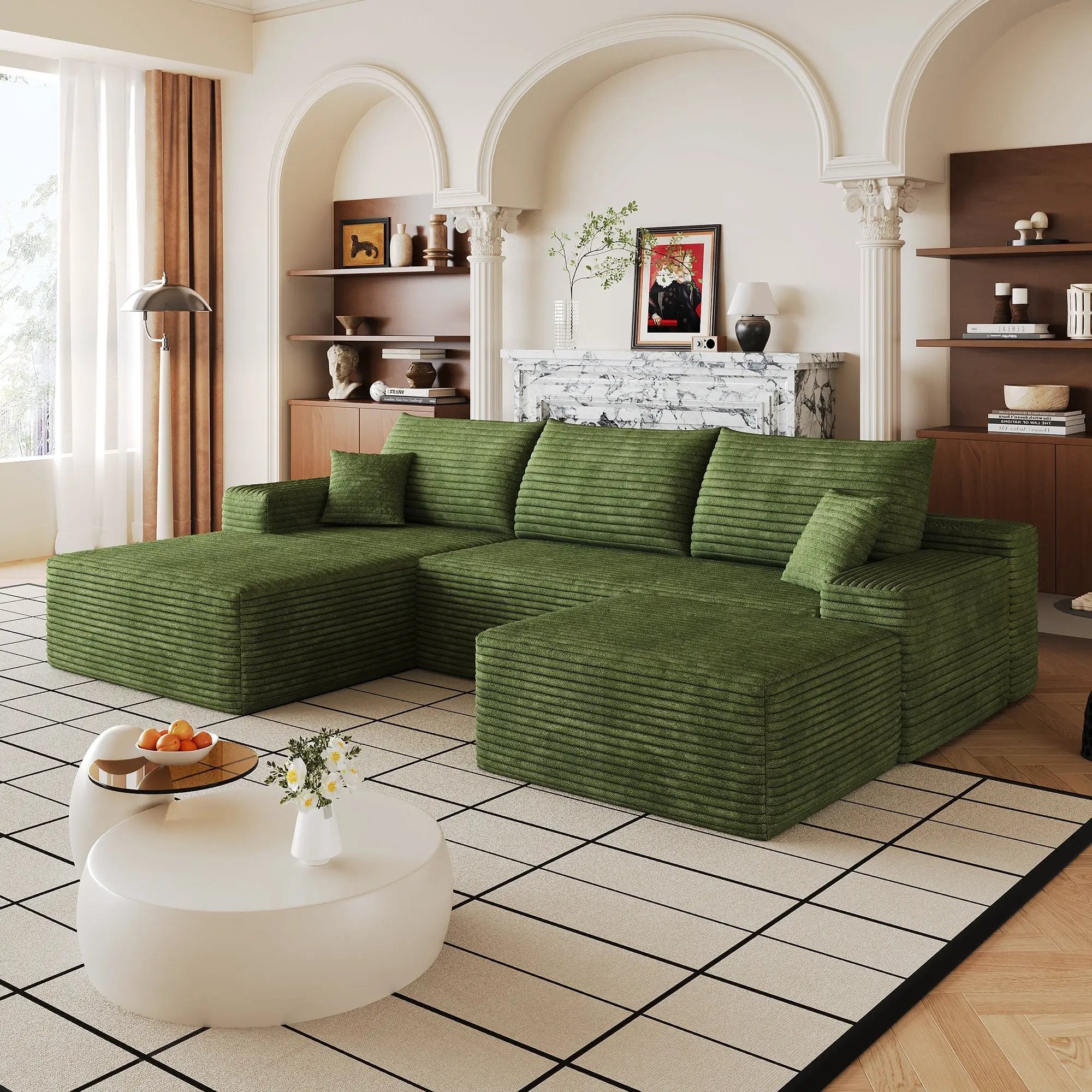 107" Cloud Sectional Sofa with 1 Ottoman by HouseOfZazla