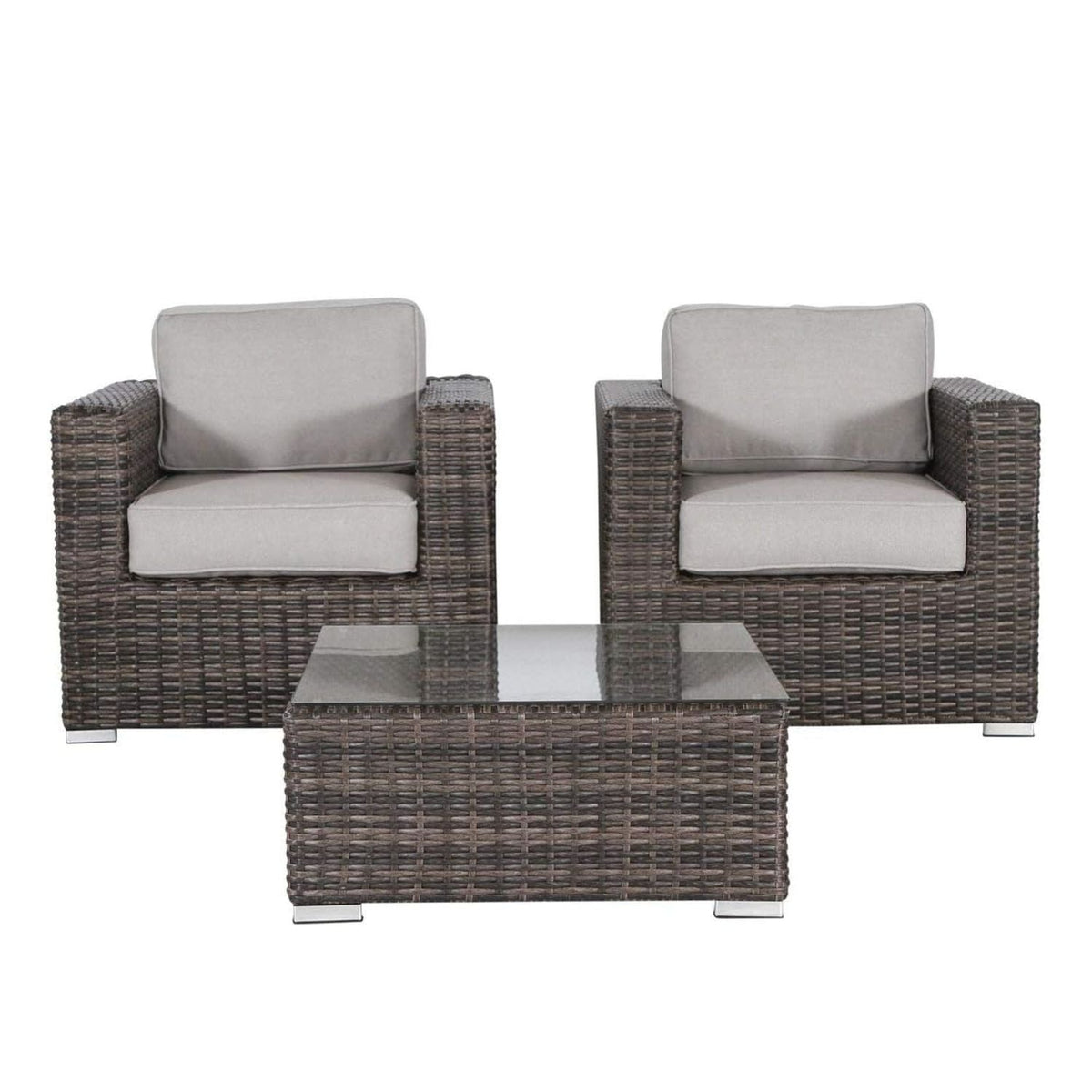 Wicker Outdoor Seating Group Set with Cushions and Table - Multiple Colors