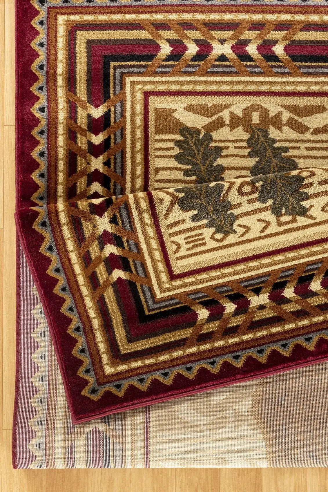 Nature's Nest - 5'3" X 7'3" Lodge Area Rug - Multi, Red by Unique Piece Furniture
