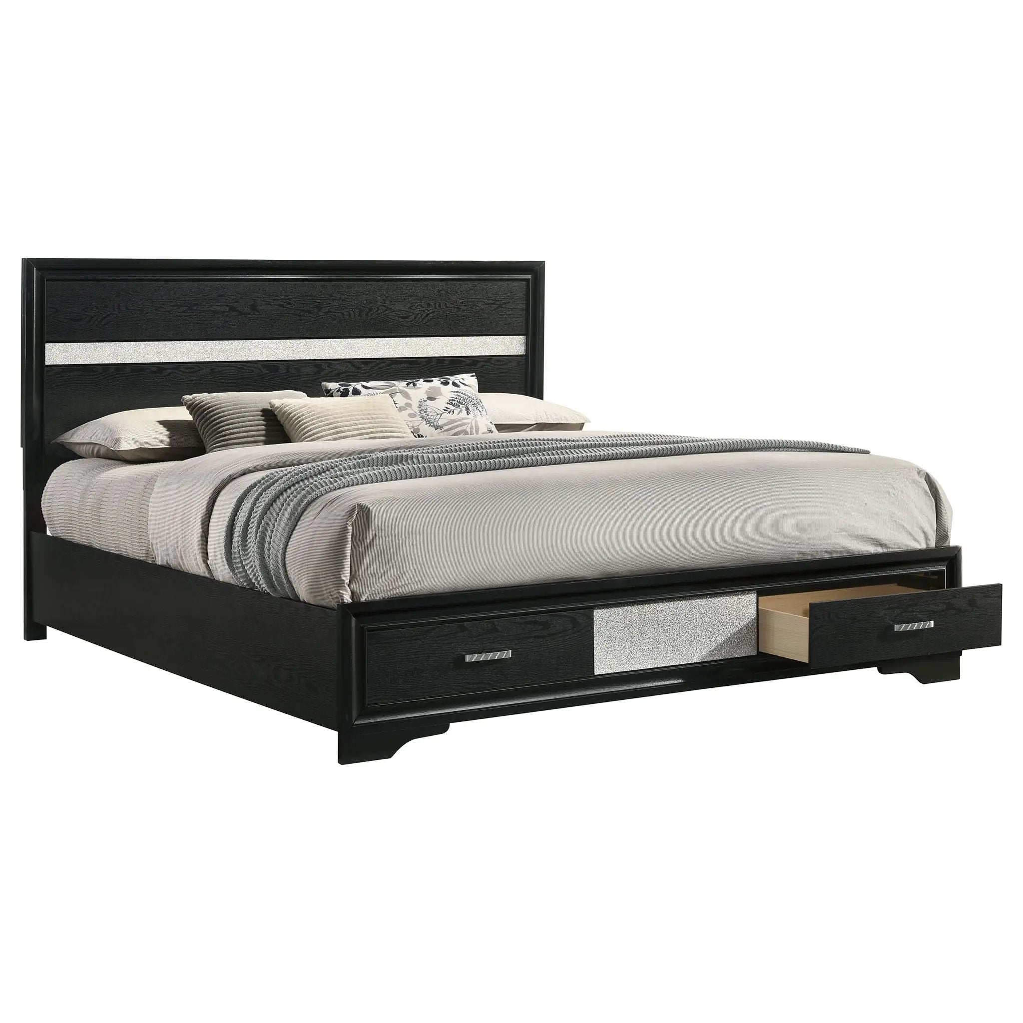 Miranda 51-inch Wood California King Storage Panel Bed Black by Unique Piece Furniture