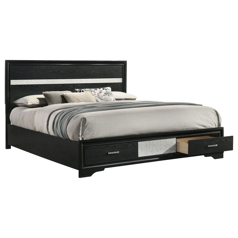 Miranda 51-inch Wood California King Storage Panel Bed Black by Unique Piece Furniture