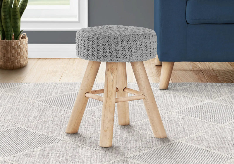 Ottoman, Pouf, Footrest, Foot Stool, Round, Natural Wood Legs, Contemporary, Modern by Unique Piece Furniture