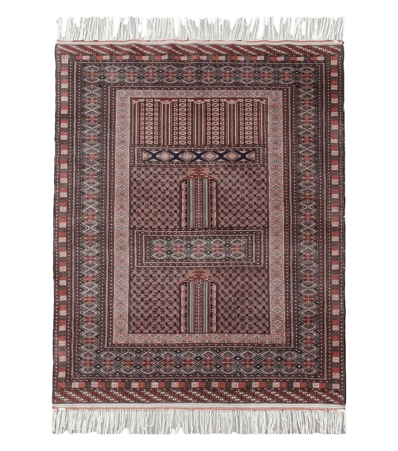 Vintage Turkoman Bokhara Rug 4x6, Four Seasons Pakistan Bukhara Turkmen Engsi Yamud Carpet, Fine Tribal Rug, Wool, Hand-Knotted, Brown, Nice by Jewel Rugs