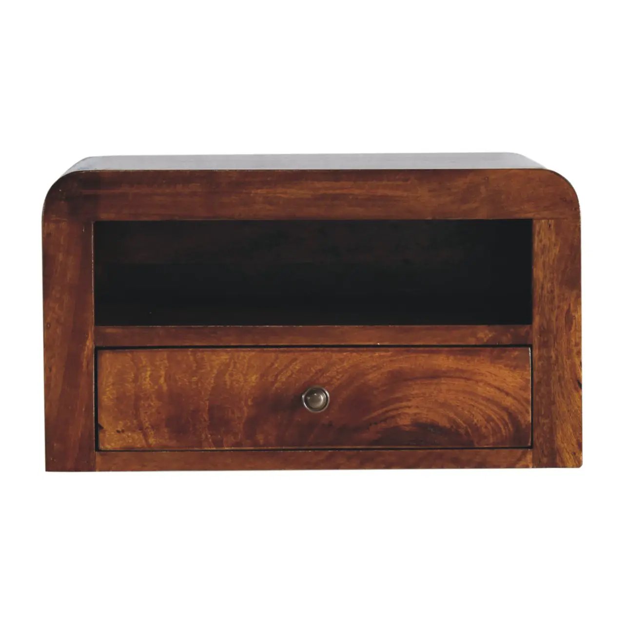 Chunky Chestnut Floating Bedside, 1-Drawer, 1 Open Slot by HouseOfZazla