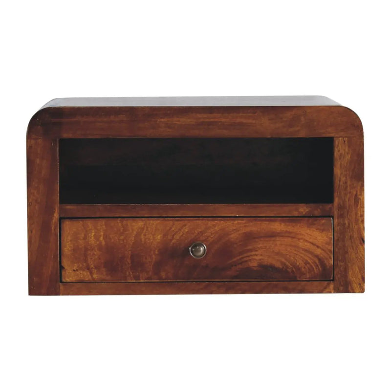 Chunky Chestnut Floating Bedside, 1-Drawer, 1 Open Slot by HouseOfZazla