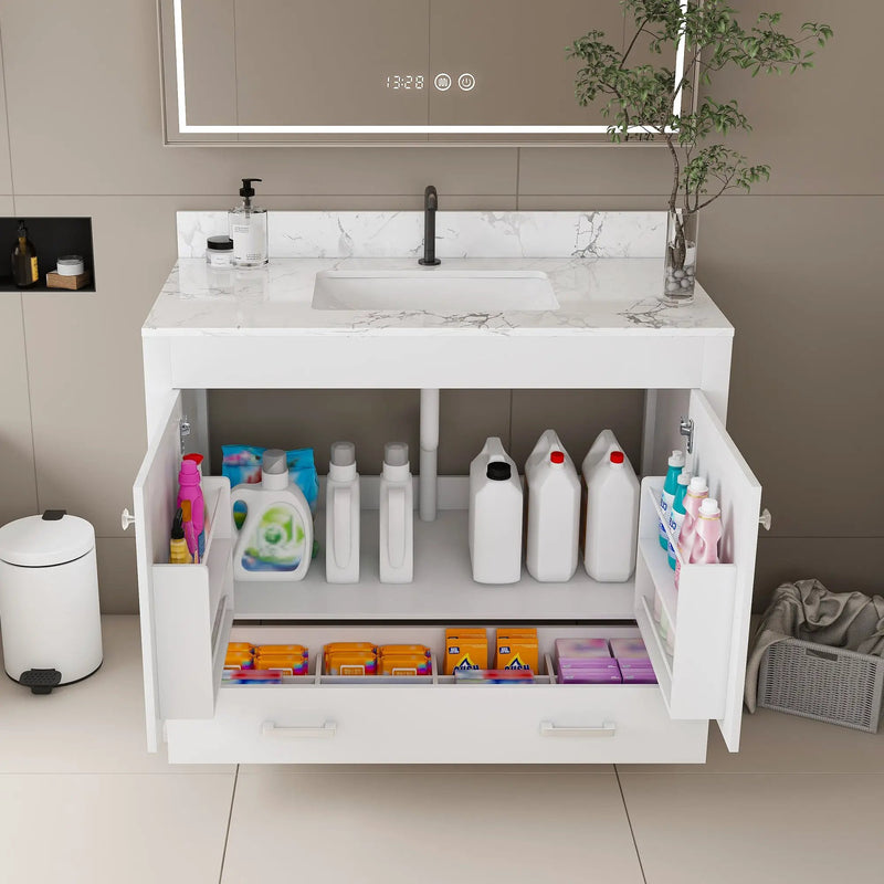Modern 43" Bathroom Vanity with Artificial Marble Carrara by HouseOfZazla