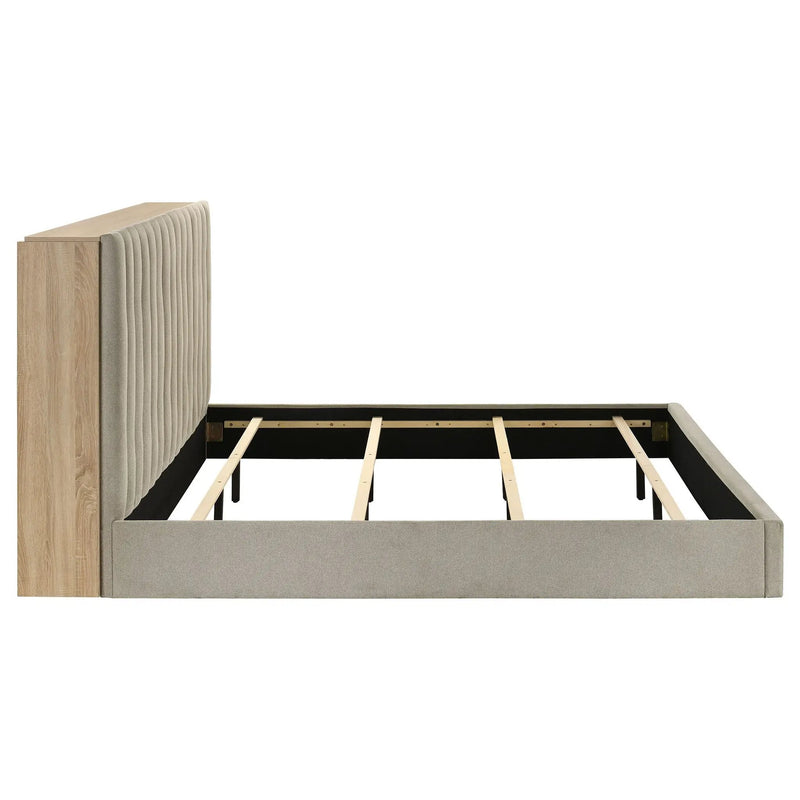 Arielle Eastern King Bookcase Panel Storage Bed Light Oak by Unique Piece Furniture