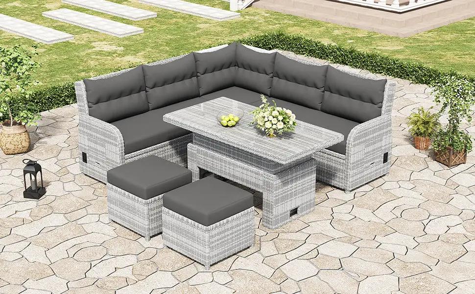 Outdoor Furniture Set Patio Rattan with Recliners and Tables by HouseOfZazla