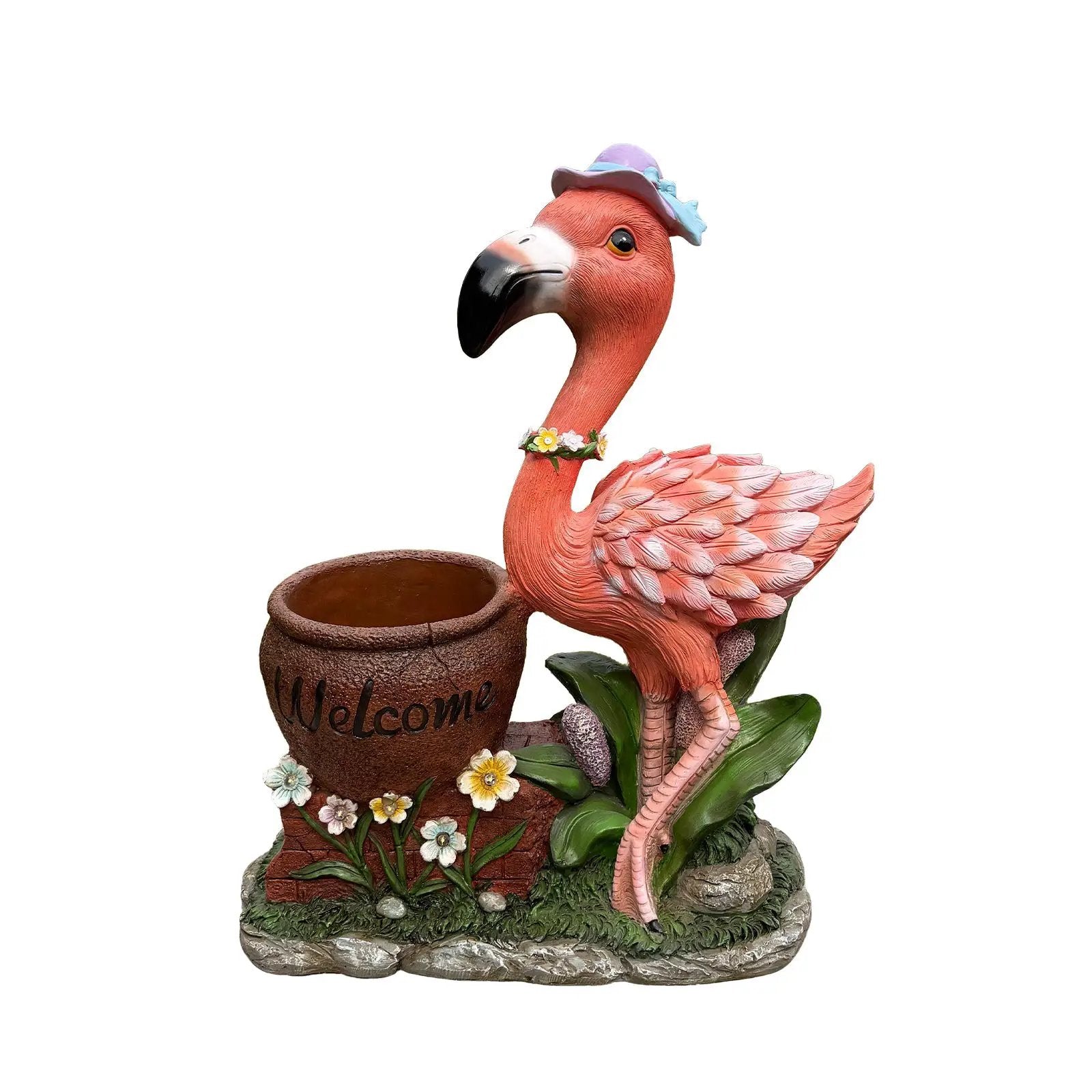 Outdoor Garden Sculpture Flamingo Flower Pot Planter by HouseOfZazla