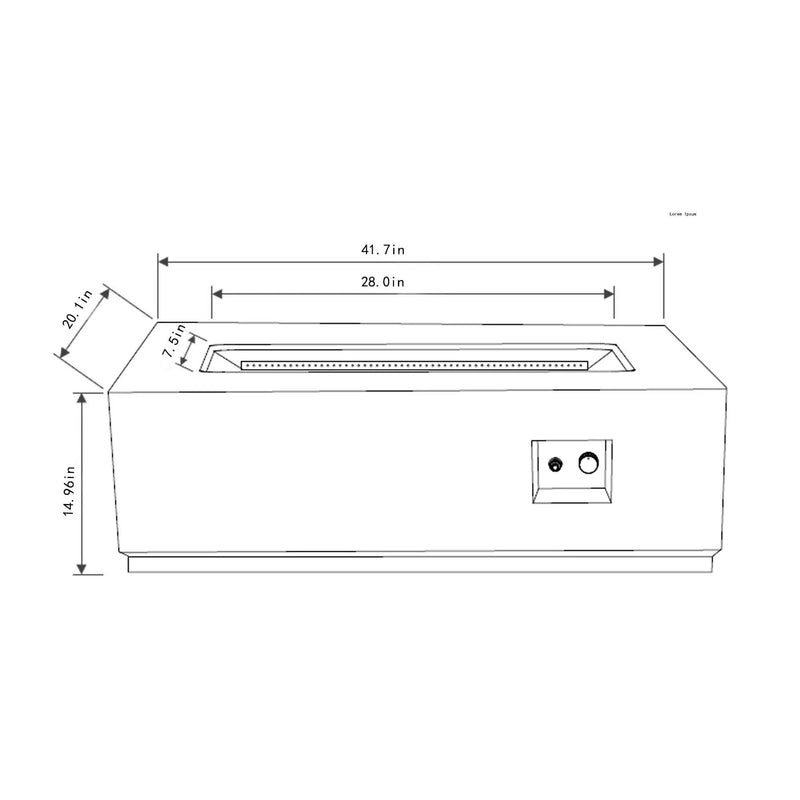 Propane Gas Fire Pit Table, 50000 Btu Rectangular With Glass Wind Guard For Outside - Gray by HouseOfZazla