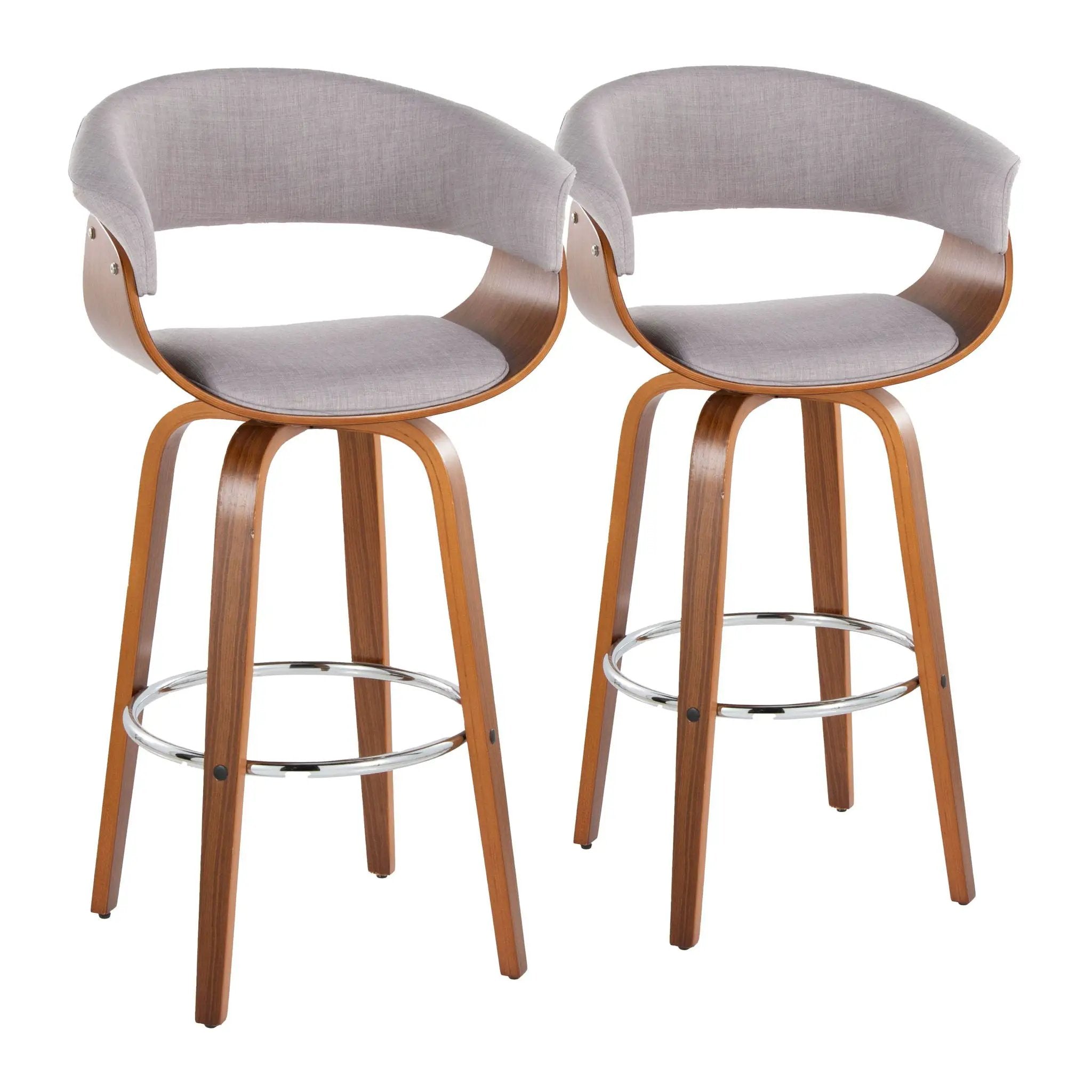 Vintage Mod - Mid Century Modern Fixed Height Barstool With Swivel With Round Footrest (Set of 2) by Unique Piece Furniture