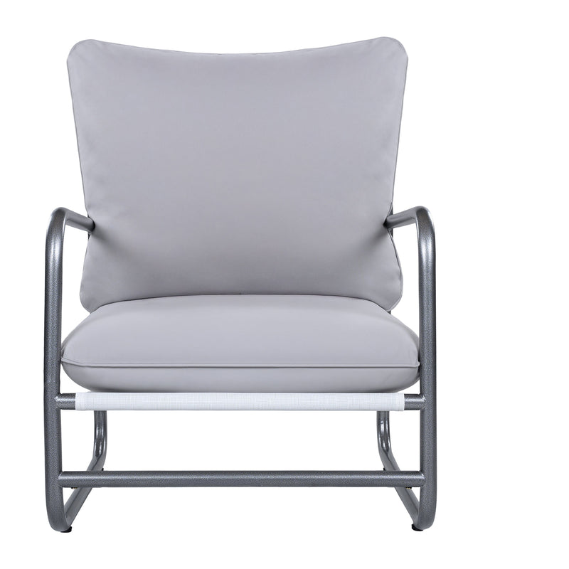 Outdoor Aluminum Frame Patio Armchair with Water Resistant Cushion - Light Gray, photo 5 of 10