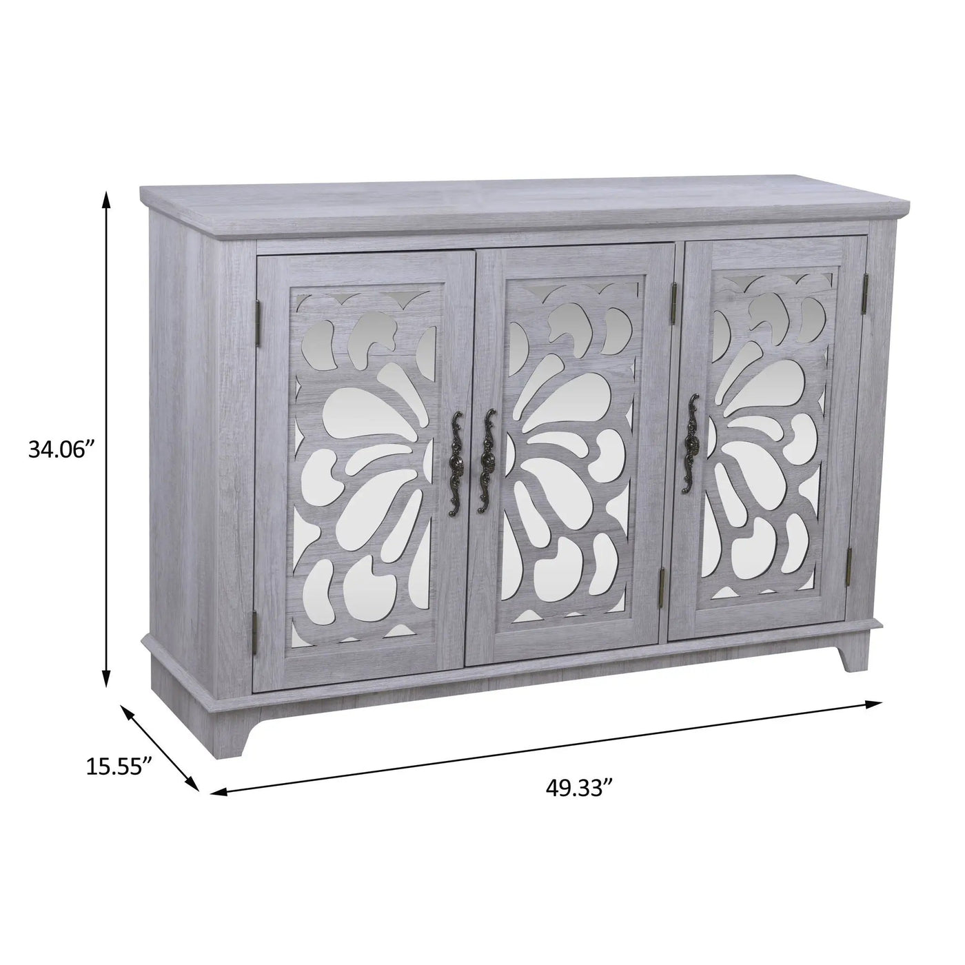 3 Door Mirrored Sideboard Cabinet With Adjustable Shelves by HouseOfZazla
