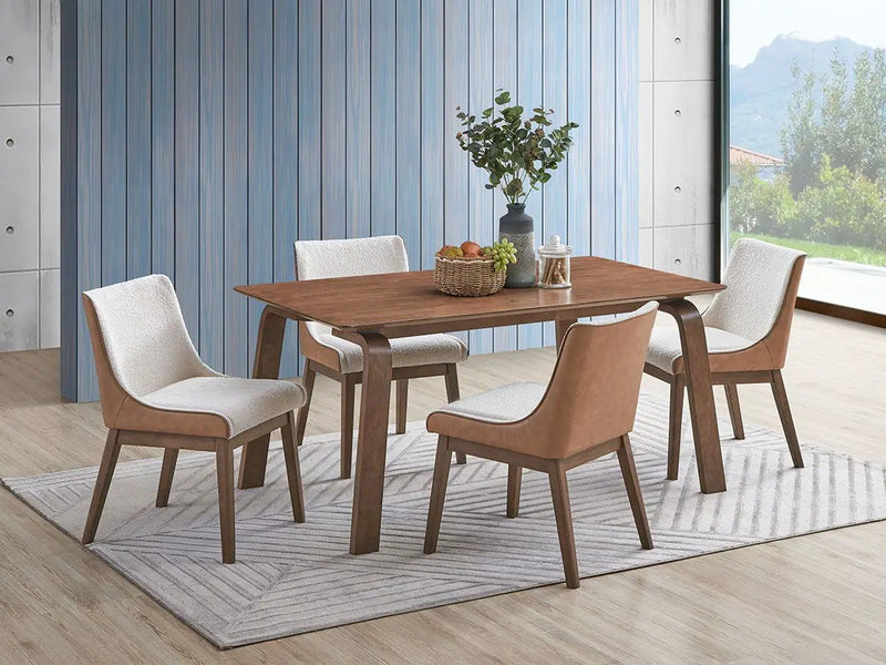 Ginny 5 Piece Dining Room Set with Side Chairs - Walnut by HouseOfZazla