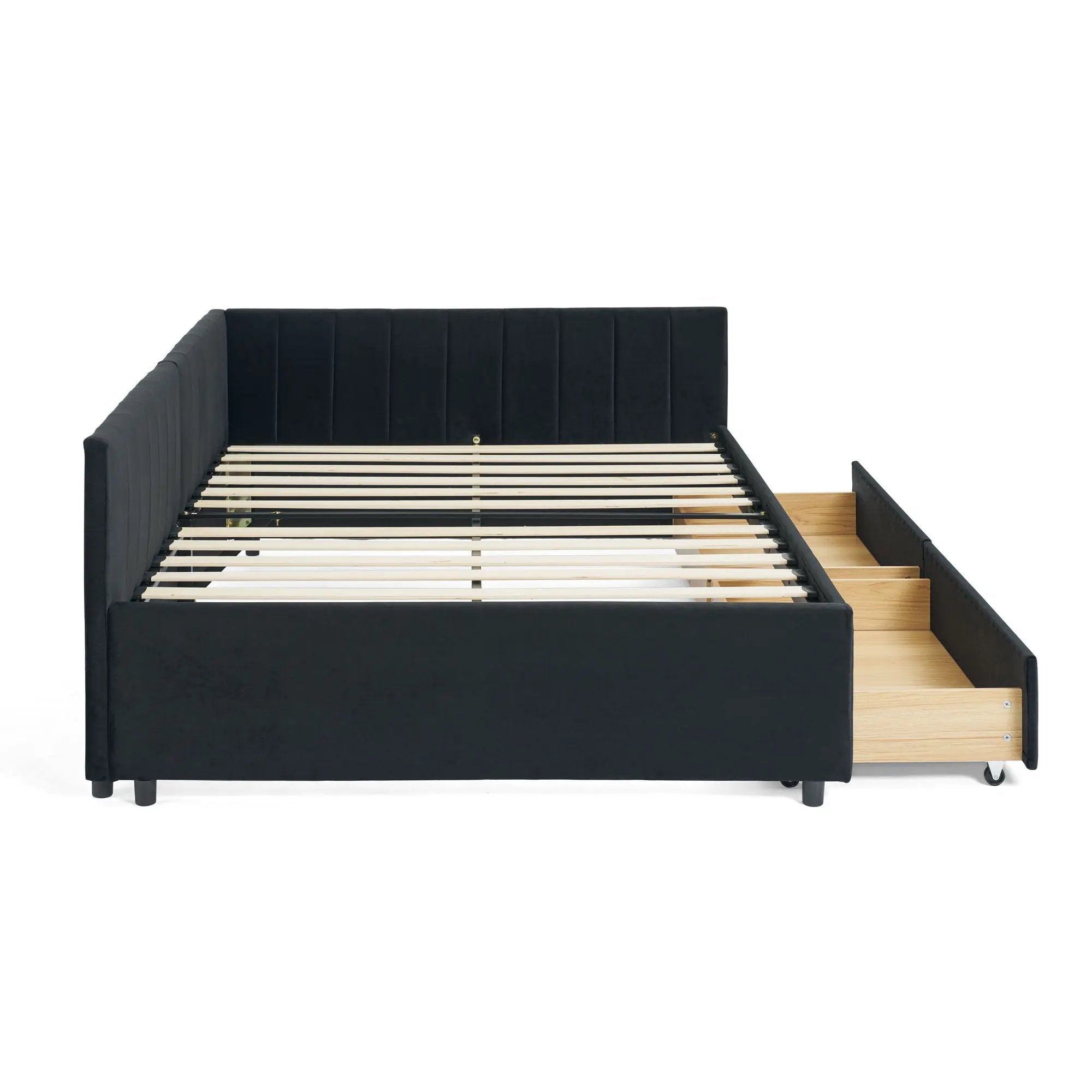 Upholstered Tufted Daybed Frame With Storage Drawers by HouseOfZazla