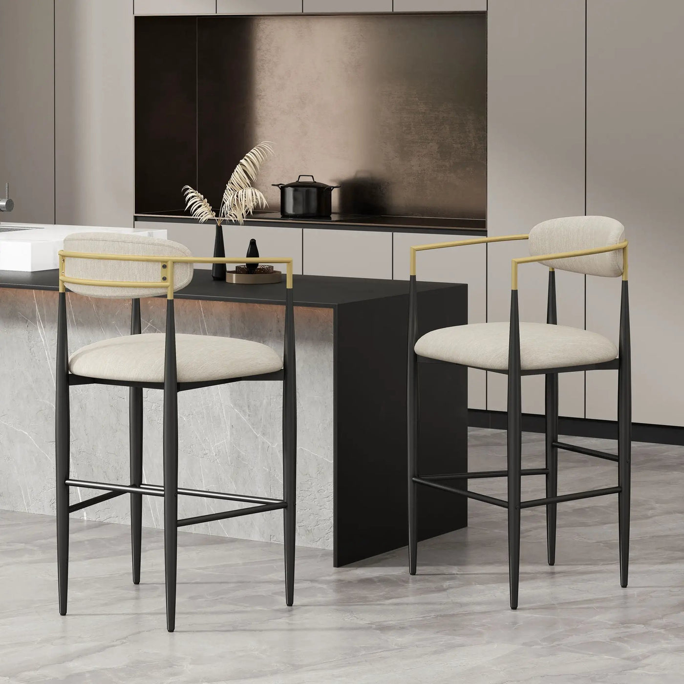 Upholstered Bar Stools With Backs For Kitchen Island (Set of 2) by HouseOfZazla