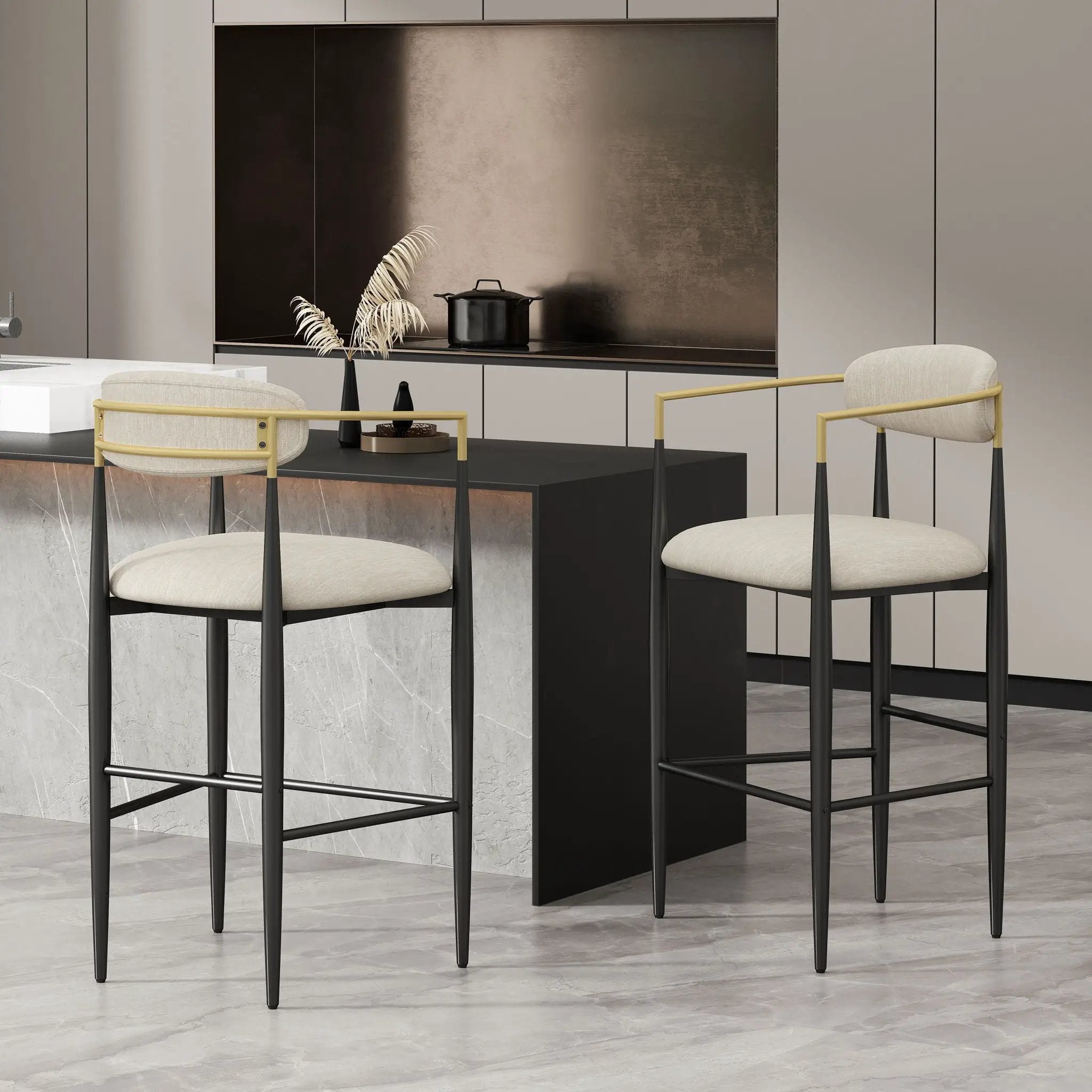 Upholstered Bar Stools With Backs For Kitchen Island (Set of 2) by HouseOfZazla