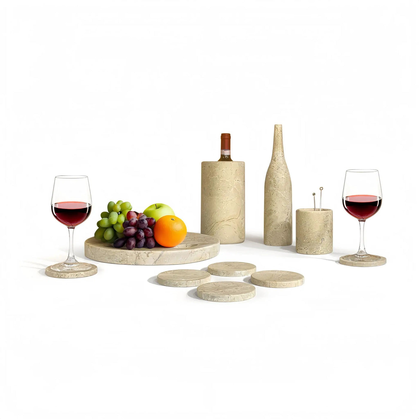 10 Pieces Luxury Natural Marble Dining Room Accessories Set by HouseOfZazla