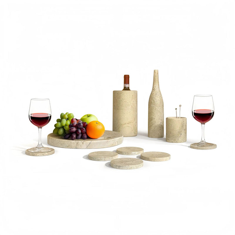 10 Pieces Luxury Natural Marble Dining Room Accessories Set by HouseOfZazla
