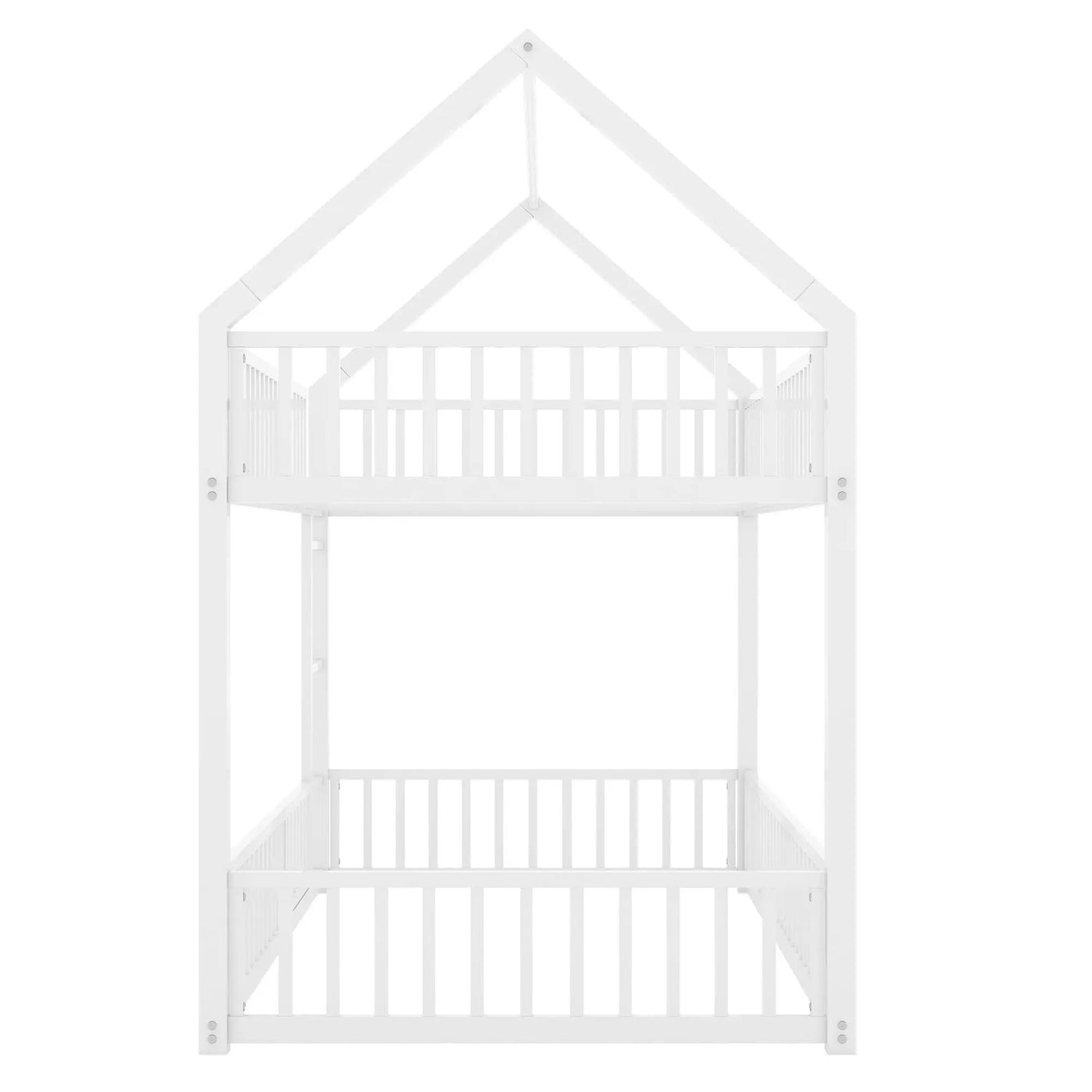 Metal House Bunk Bed With Fence And Door by HouseOfZazla